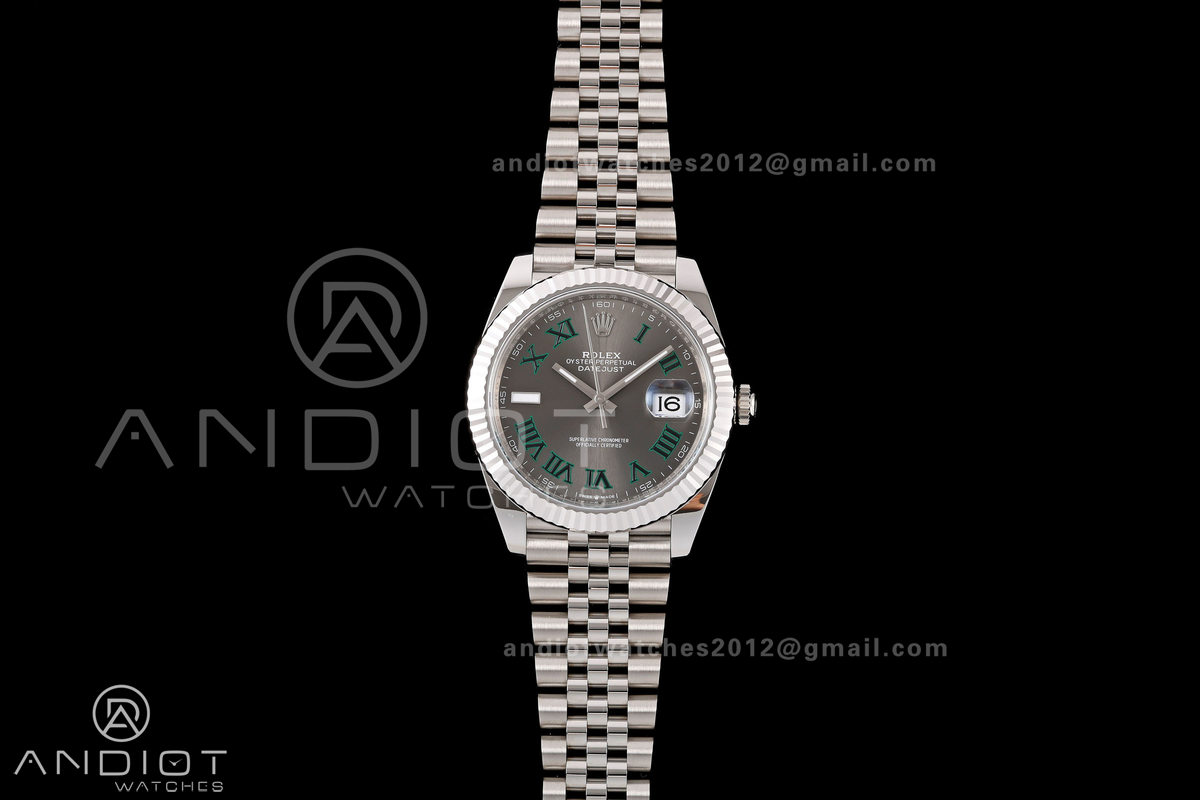 DateJust 41 126334 RWF 1:1 Best Edition Gray Dial Green Roman on Jubilee Bracelet JH3235 (Free Sprung)